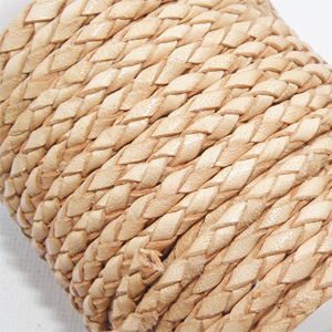 Äkta läder flätat natural 3 mm
