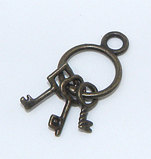 Bronsfärgad berlock nyckelring 25×13 mm