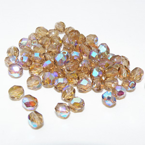 Fire polish 4 mm facetterad "Light Colorado topaz AB"