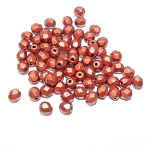 Fire polish 4 mm facetterad "Matte metallic dark copper"