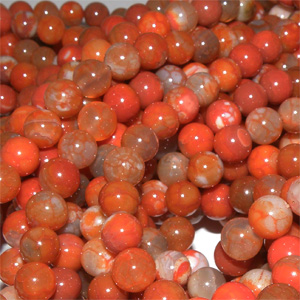 Hel sträng – Färgad agat orange slät rund 6 mm