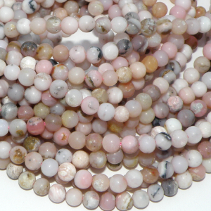 Hel sträng - Rosa opal slät rund 6 mm