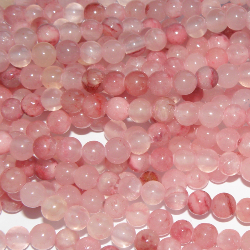 Hel sträng – Färgad jade melerad rosa slät rund 6 mm