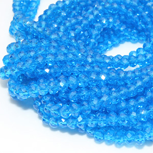 Hel sträng – Glaspärla facetterad abacus 4×3 blå