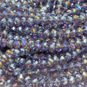 Hel sträng – Glaspärla facetterad abacus 4×3 lila AB