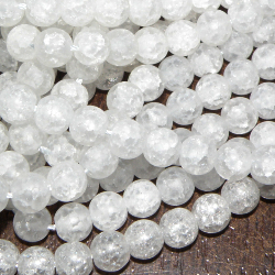 Hel sträng – Krackelerad matt kristall slät rund 8 mm