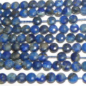 Hel sträng – Lapis lazuli facetterad coin 4 mm