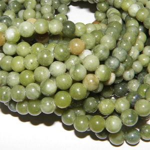 Hel sträng – Kinesisk grön jadeit slät rund 8 mm
