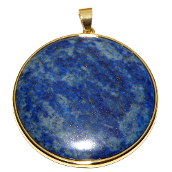 Lapis lazuli hänge 39 mm med guldfärgad kant och ögla