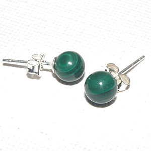 Örhänge Sterling silver/malakit 6 mm