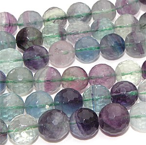Regnbågsfluorit 128 facetter rund 10 mm