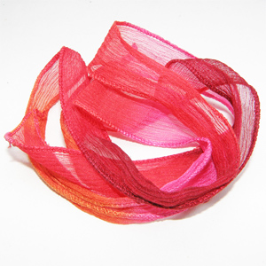 Silkesband ”Sunset” rött/orange/rosa 90 cm