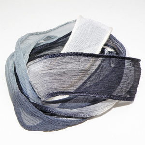 Silkesband ”Tuxedo” svart/grått/vitt 90 cm