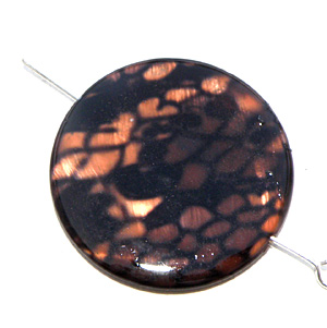 Snäckskal coin snakeskin svart och orange 30 mm