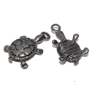Svart metallberlock sköldpadda 19×12 mm