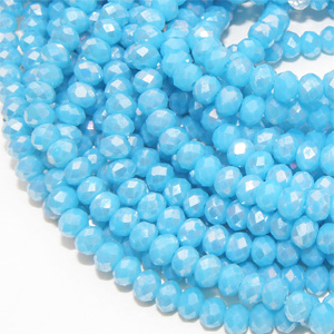 Hel sträng - Glaspärla facetterad abacus 4x3 cyan AB