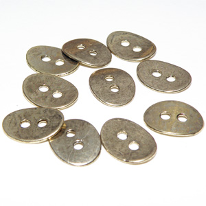 Antikguldfärgad oval knapp 14×11 mm
