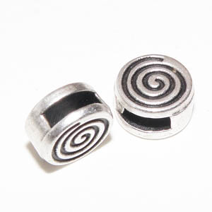 Antiksilverfärgad slider rund 8 mm