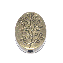 Bronsfärgad mellandel oval med trädmotiv 14×10 mm
