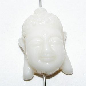 Buddhahuvud i resin vitt 23×12 mm