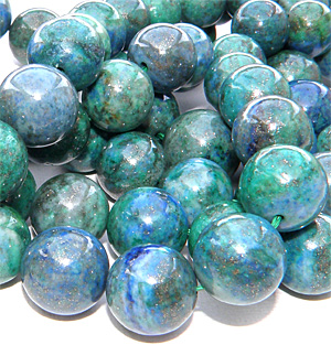 Färgad lapiz lazuli blå/grön slät rund 14 mm
