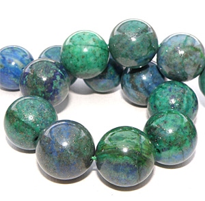 Färgad lapiz lazuli blå/grön slät rund 16 mm