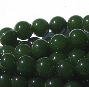 Färgad jade mörkgrön slät rund 12 mm