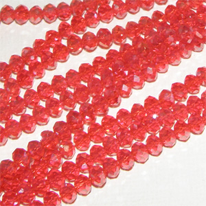 Hel sträng – Glaspärla abacus facetterad 3,5×2,5 mm röd AB