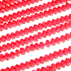 Hel sträng – Glaspärla abacus facetterad 3,5×2,5 mm röd