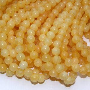 Hel sträng - Gul jade slät rund 8 mm