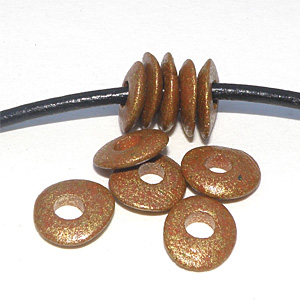 Keramik rondell guldröd ca 10 mm