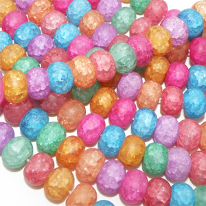 Färgad kristall krackelerad rondell 12×8 mm
