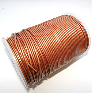 Äkta lädersnöre metallic "Copper" 2 mm