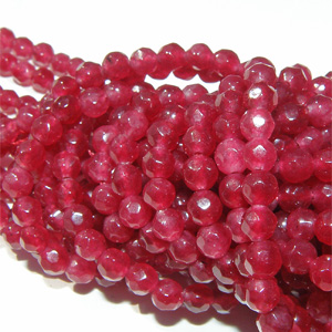 Malaysian jade facetterad fuchsia rund 4 mm