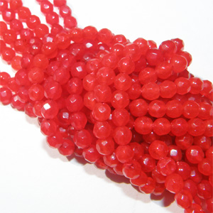 Malaysian jade facetterad klarröd rund 4 mm