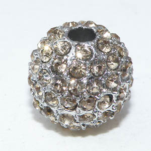 Silverfärgad metallboll champagne kristallinfattning 10 mm