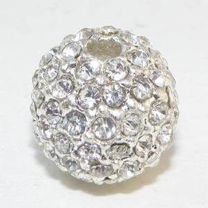 Silverfärgad metallboll kristallinfattning 12 mm