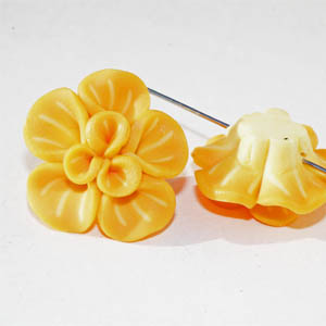 Polymer blomma orange ca 23 mm
