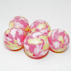 Polymer cerise/rosa/gul rund 20 mm