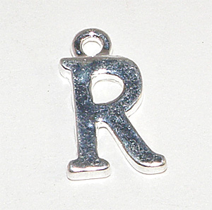 Silverfärgad bokstavsberlock R 16×9 mm