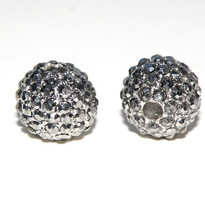Silverfärgad metallboll gråfärgad kristallinfattning 10 mm