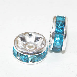 Strassrondell silver – turkos 6 mm