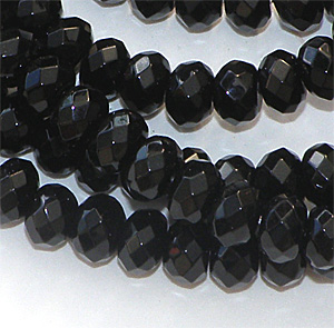 Svart onyx facetterad rondell 5×8 mm