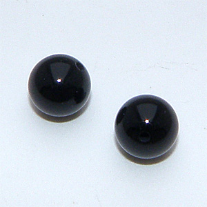 Svart onyx halvborrad slät rund 6 mm