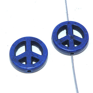 Syntetisk turkos peace-märke blå 15 mm