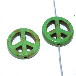 Syntetisk turkos peace-märke grön 15 mm
