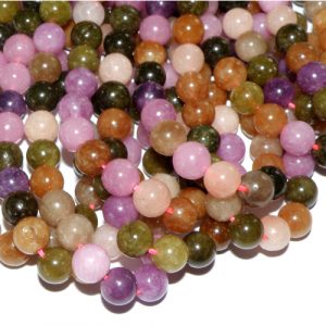 Hel sträng - Färgad jade lila/rost/rosa/grön slät rund 8 mm