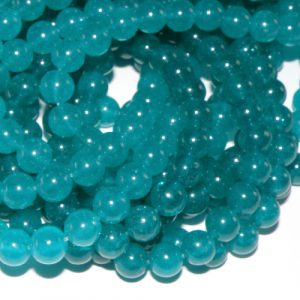 Hel sträng - Färgad malaysian jade teal slät rund 8 mm