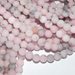 Hel sträng - Cherry blossom jasper frostad slät rund 6 mm